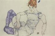 Egon Schiele Seated Woman in Violet Stockings (mk12) oil painting